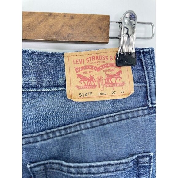 Levis 514 Jeans Boys 14 Straight Regular 27x27 Blue Faded Med. Wash Denim - Picture 4 of 9